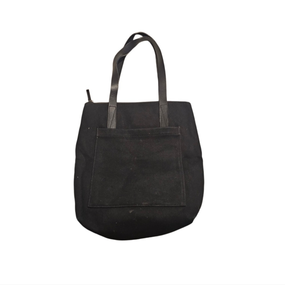Everlane Black Canvas Tote with Leather Straps